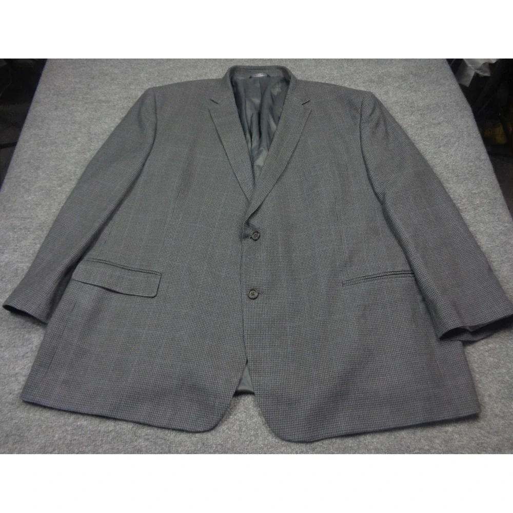 Ralph Ralph Lauren Blazer Men 54R Gray Silk Wool Houndstooth Windowpane Plaid